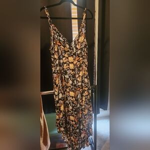 Orange and Gold Ruched Maxi Jumpsuit